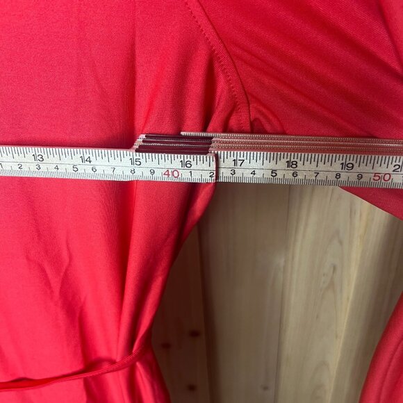 Womens Red Button Front Shirt Dress Belted Long Sleeve 1X Career Casual Stretchy - Picture 7 of 9